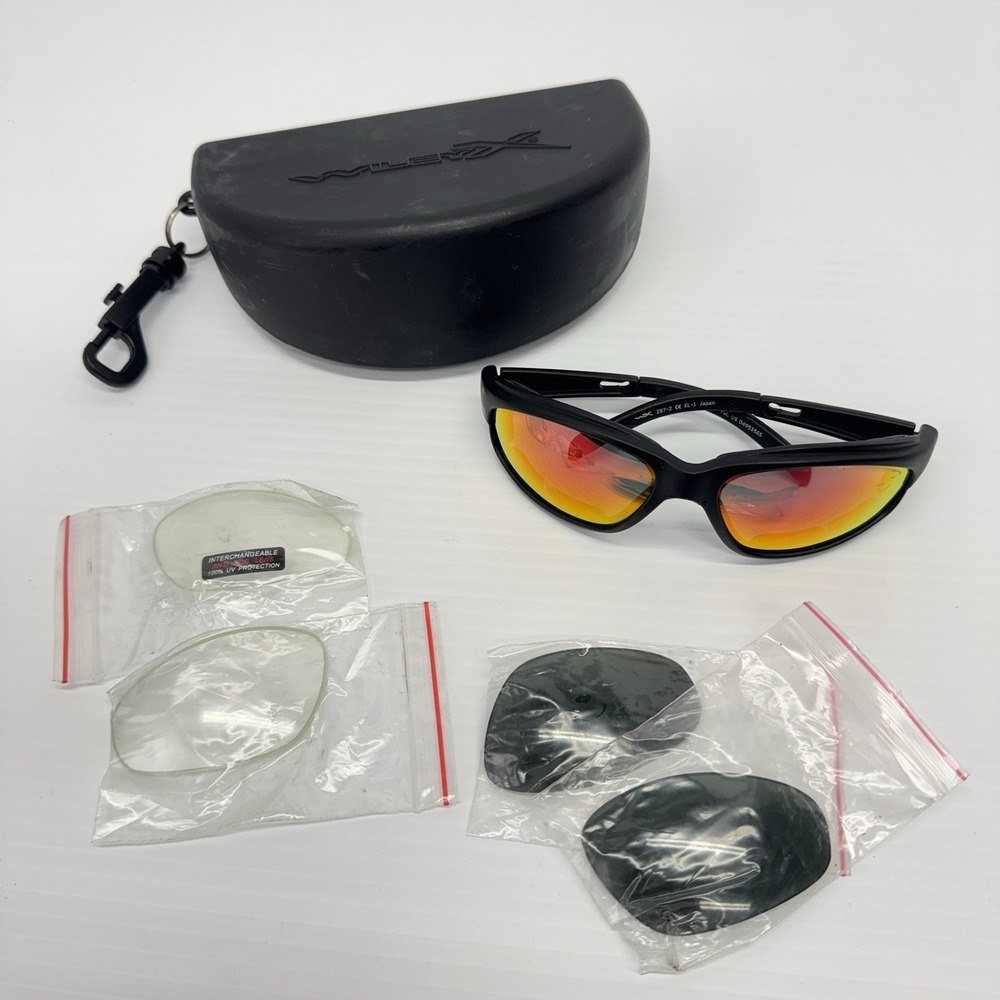 Wiley X XL-1 Sunglasses Crimson Red Lunar/Clear Lens Set Z87 Ballistic W/ Case